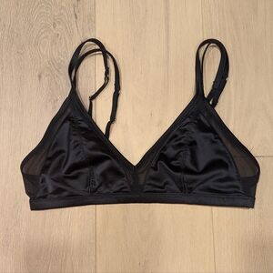 Black Satin Triangle Bralette